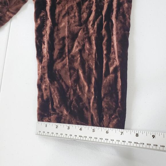 CP Shades Pants Womens Large Brown Crushed Velvet Pull On Elastic Waist Lounge - Picture 5 of 12